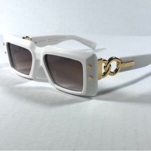 BALMAIN BPS-145E-53 IMPERIAL UNISEX SUNGLASSES WHITE AND GOLD NWOT
